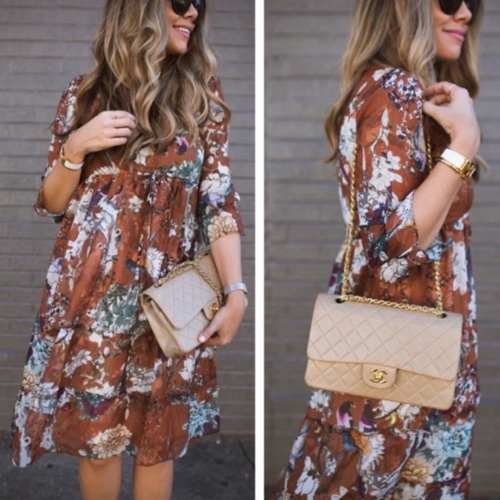 Anthropologie Hemant & Nandita Zeri Tiered Floral Ruffle Dress Size 10